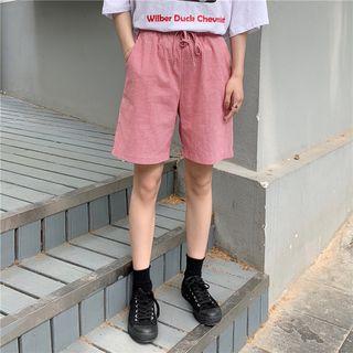 Checked Drawstring Shorts Red - One Size