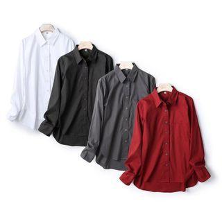Long Sleeve Plain Dip Back Shirt