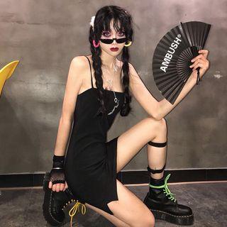 Spaghetti Strap Slit Mini Sheath Dress