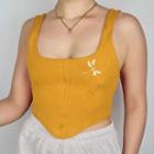 Printed Buckled-accent Crop Tank Top