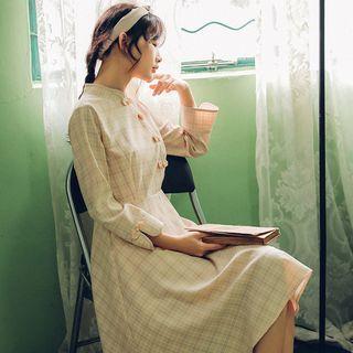Plaid Frog-button Qipao Dress