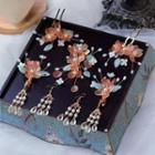 Traditional Chinese Floral Hair Pin Set Set - Pink - One Size