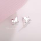 925 Sterling Silver Rhinestone Rocking Horse Stud Earring 1 Pair - Silver - One Size