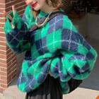 Argyle Print Sweater Green - One Size