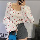 Dotted Sweetheart Neckline Blouse