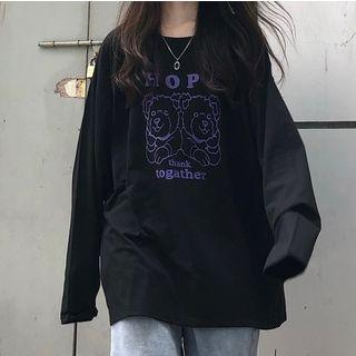 Long-sleeve Bear-print T-shirt
