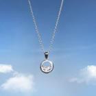 Rhinestone Hoop Pendant Necklace 925 Silver - One Size