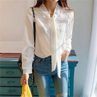Tie-front Blouse White - One Size