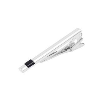 Simple Classic Black Shell Geometric Tie Clip Silver - One Size
