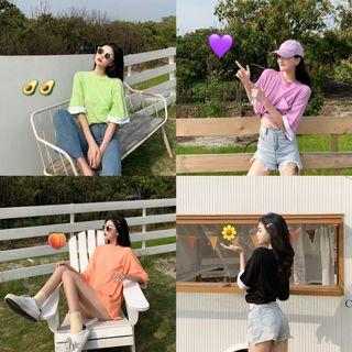 Plain Mock-two Piece T-shirt