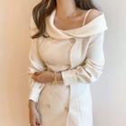 Cold-shoulder Double-breasted Mini Coat Dress