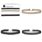 Set: Lace Choker (various Designs) Set - Black & Brown & White - One Size