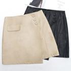 Asymmetric Faux-leather A-line Skirt