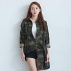 Camouflage Buttoned Long Jacket