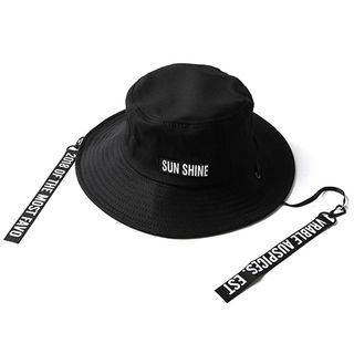 Embroidered Lettering Strap Bucket Hat