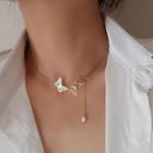 Cutout Butterfly Pearl Necklace As Shown In Figure - One Size