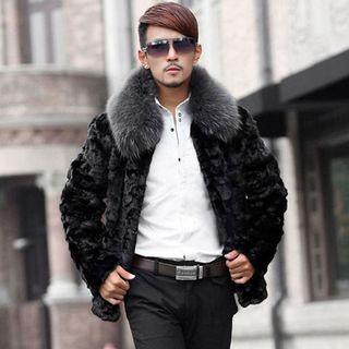 Color Panel Faux Fur Coat
