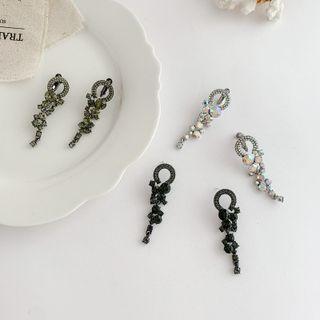 Rhinestone Drop Earring 1 Pair - Gunmetal Black - One Size