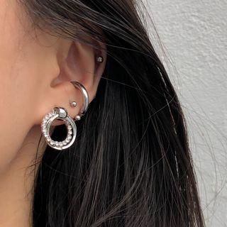 Alloy Rhinestone Hoop Earring 1 Pair - As Shown In Figure - One Size