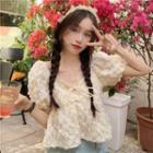 Short-sleeve Bow Lace Top