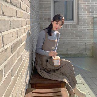 Pleated A-line Pinafore Dress