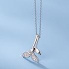 Whale Tail Rhinestone Pendant Sterling Silver Necklace