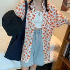Short-sleeve Polka Dot Long Shirt White & Orange - One Size