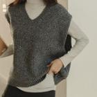 V-neck Textured Sweater Vest