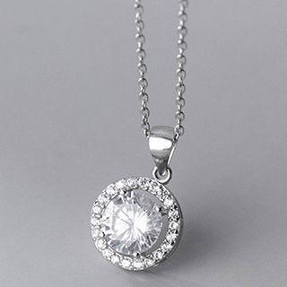 Rhinestone Pendant Sterling Silver Necklace S925 Silver - Silver - One Size