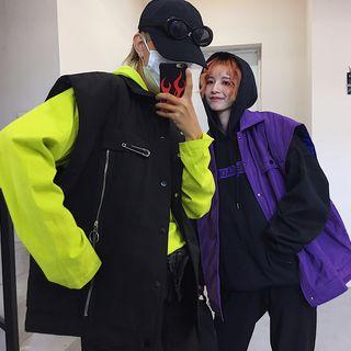 Couple Matching Lettering Snap-buttoned Vest