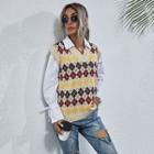 Patterned Sweater Vest Almond - One Size