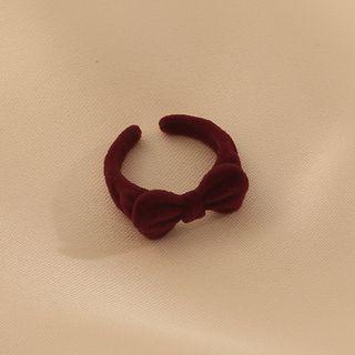 Bow Velvet Open Ring Wine Red - One Size