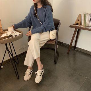 Plain Sweater / Crop Straight Leg Pants