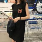 Lettering Sleeveless Long T-shirt