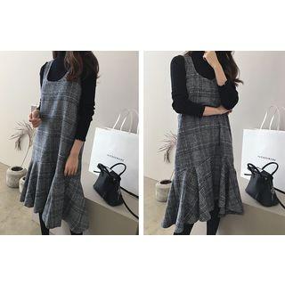 Sleeveless Checked Midi Dress
