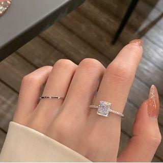 Rectangle Rhinestone Open Ring