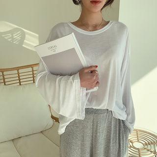 Wrap-back Sheer T-shirt Ivory - One Size