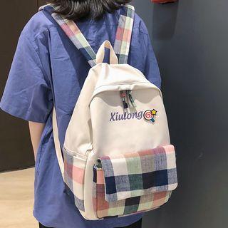 Plaid Panel Lollipop Applique Nylon Backpack