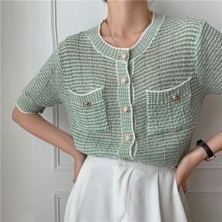Round-neck Pocket Detail Cardigan