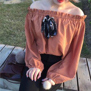 Bow Detail Off-shoulder Chiffon Blouse