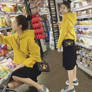 Set: Cropped Hoodie + Midi Straight-fit Skirt