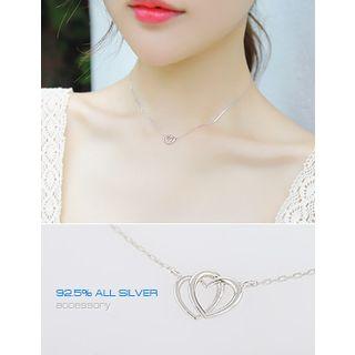 Double Heart Silver Necklace
