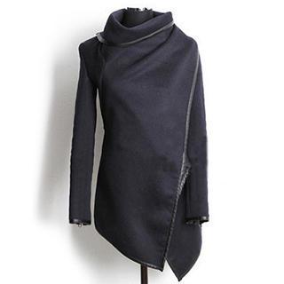 Contrast Trim Two-way Coat