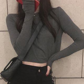 Long-sleeve Slim-fit Cropped T-shirt