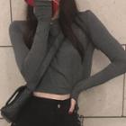 Long-sleeve Slim-fit Cropped T-shirt
