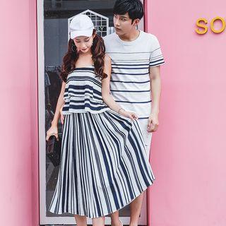 Couple Matching Striped Short-sleeve T-shirt / Camisole Top