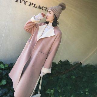 Set: Plain Open-front Coat + Scarf