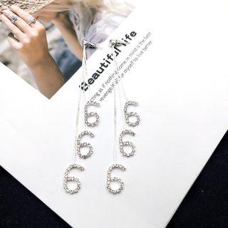 Rhinestone Number 6 Fringed Earring