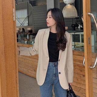 Slit-back Single-breasted Long Blazer