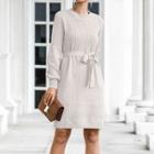 Long-sleeve Round-neck Knit A-line Dress